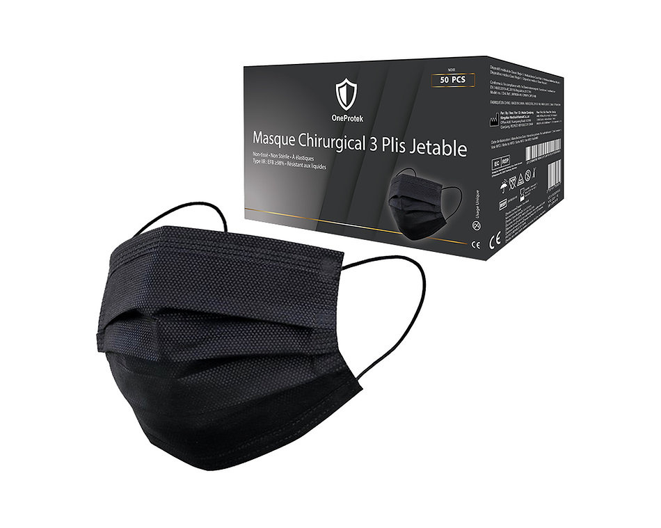 Surgical masks type IIR BLACK - (1x50) - DLC : 2027