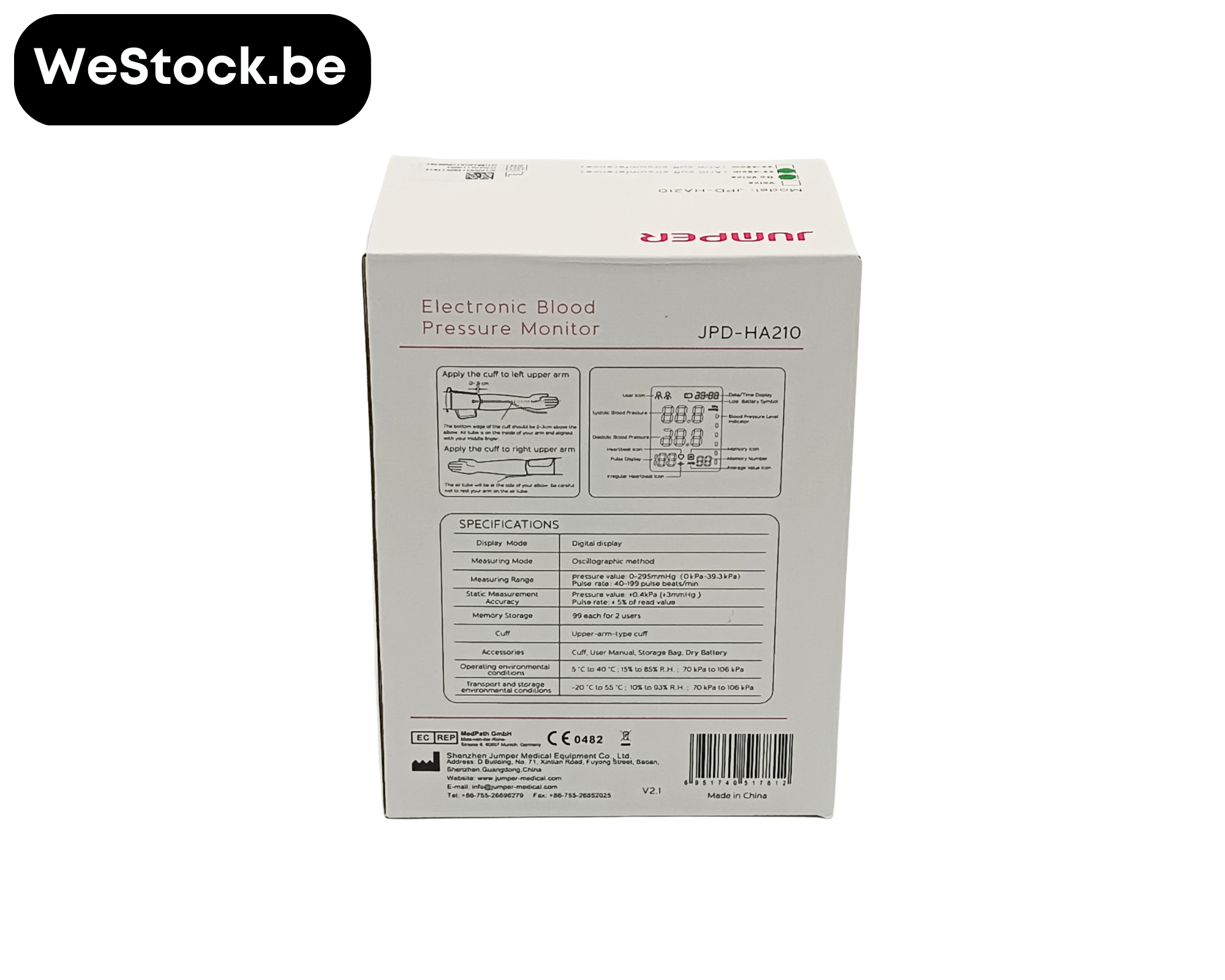 Elektronische bloeddrukmeter JPD-HA210 | Arm