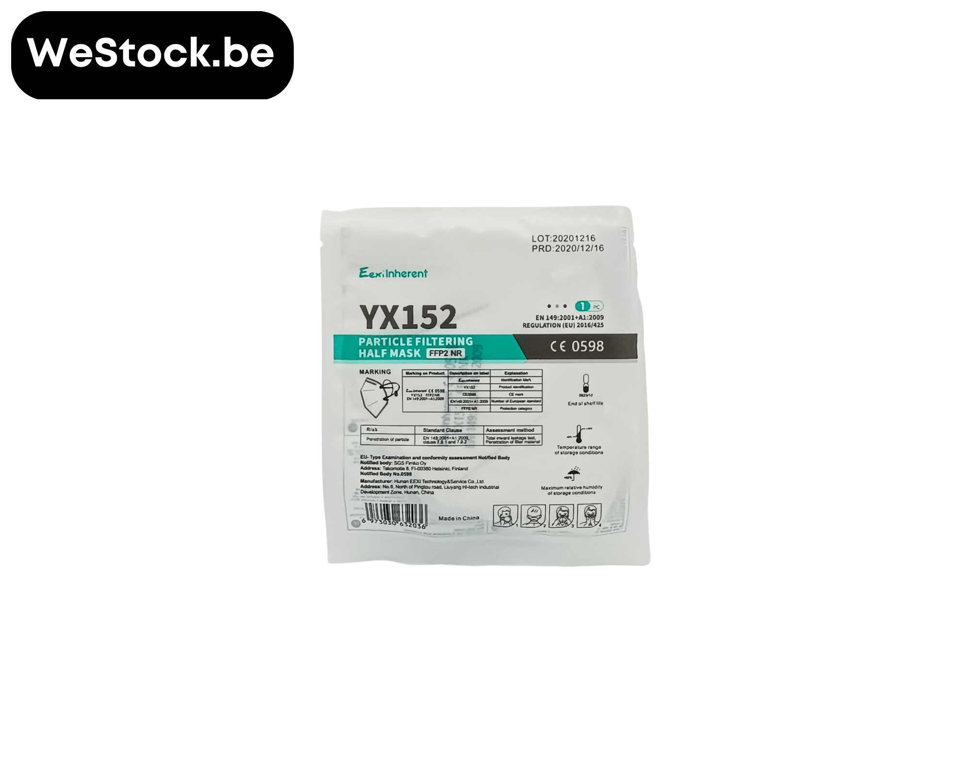FFP2 NR Maskers | Wit | Individueel verpakt