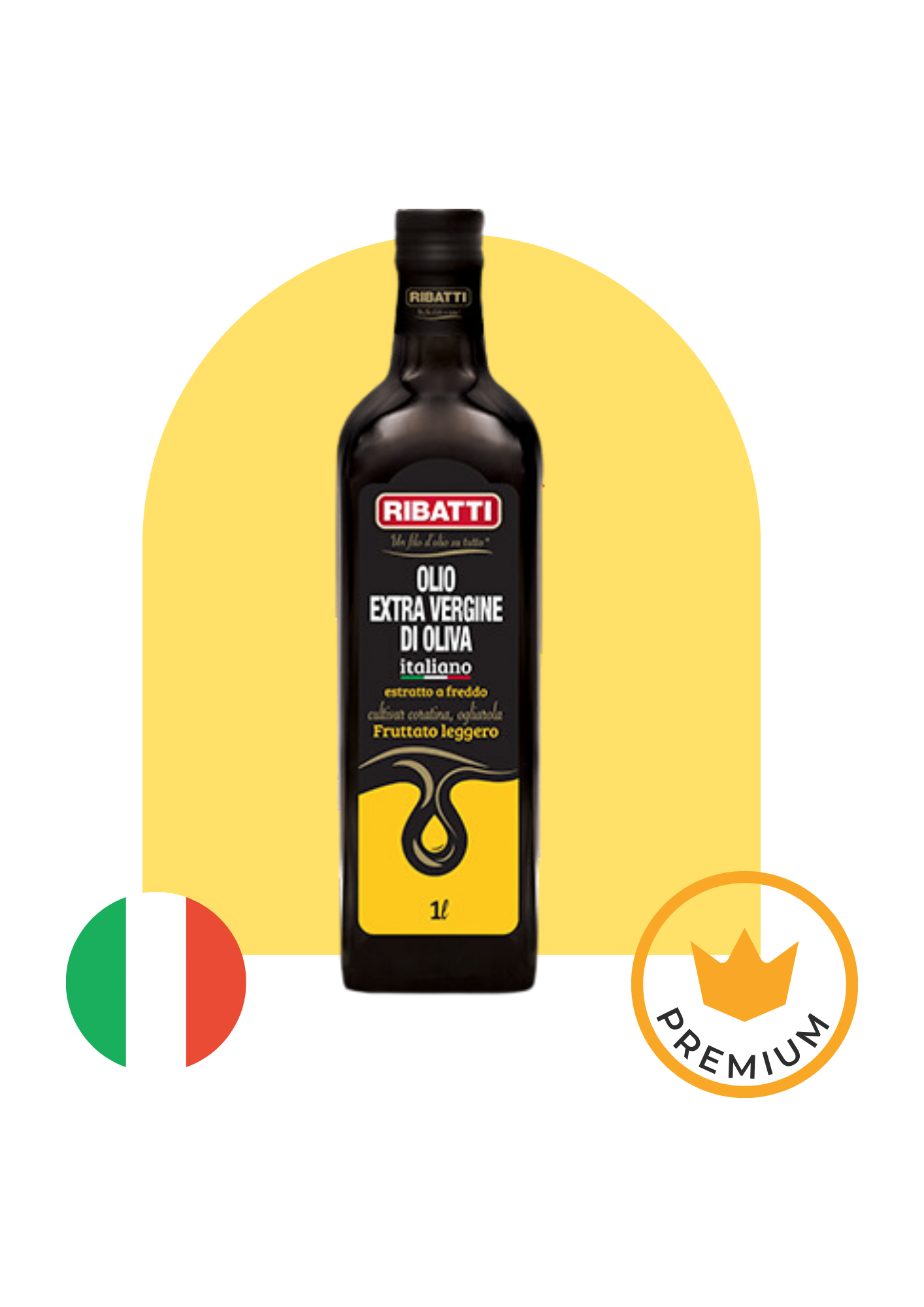 Huile d'olive 100% Extra vierge - 1 litre - D'orgine italienne (Pouilles) - Légèrement fruitée