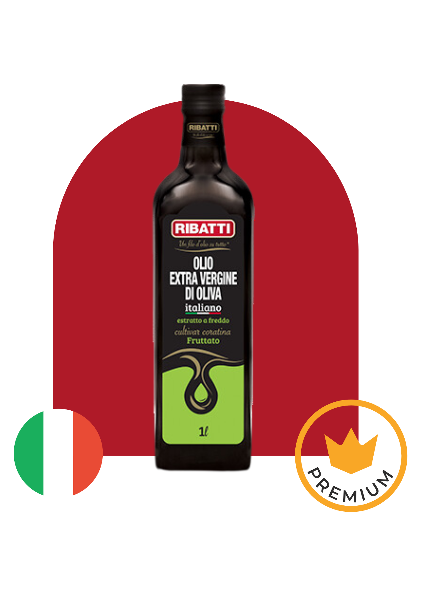 Huile d'olive 100% Extra vierge - 1 litre - D'origine italienne (Pouilles) - Fruitée