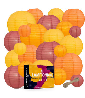 Lampionbox® Lampionbox® Modulaire Lampionnen Set 24 Stuks - Geel - Oranje - Cinnamon
