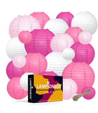 Lampionbox® Lampionbox® Modulaire Lampionnen 24 Stuks Lichtroze - Wit - Roze - Fuchsia