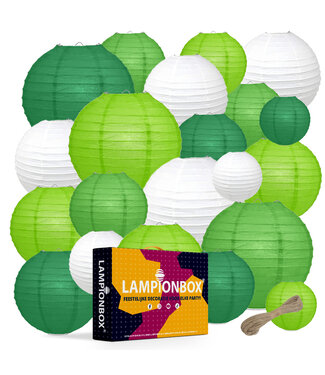 Lampionbox® Lampionbox® Lampionnen 24 Stuks Lichtgroen - Wit - Groen - Donkergroen