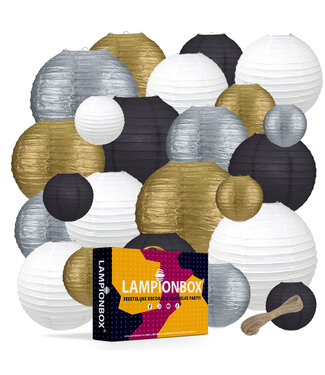Lampionbox® Lampionbox® Modulaire Lampionnen 24 Stuks Goud - Zwart - Wit - Zilver