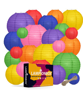 Lampionbox® Lampionbox® Modulaire Lampionnen 24 Stuks Geel - Blauw - Oranje - Groen - Rood - Paars - Roze