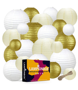 Lampionbox® Lampionbox® Modulaire Lampionnen Set - 24 Stuks - Goud -Wit - Beige