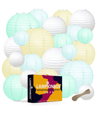 Lampionbox® Lampionbox® Modulaire Lampionnen 24 Stuks Mint - Wit - Kristalblauw -  Pastel Geel