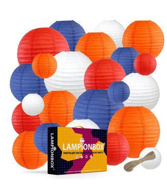 Lampionbox® Lampionbox® Modulaire Lampionnen 24 Stuks Rood - Wit - Blauw - Oranje