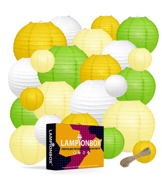 Lampionbox® Lampionbox® Modulaire Lampionnen Set 24 Stuks Donkergeel - Wit - Lichtgroen - Lichtgeel