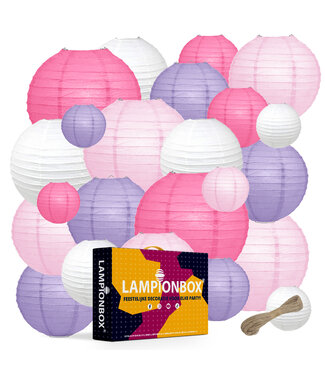 Lampionbox® Lampionbox® Modulaire Lampionnen Set Roze - Wit - Paars 24 Stuks