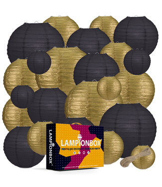 Lampionbox® Lampionbox® Modulaire Lampionnen Set Zwart - Goud 24 Stuks