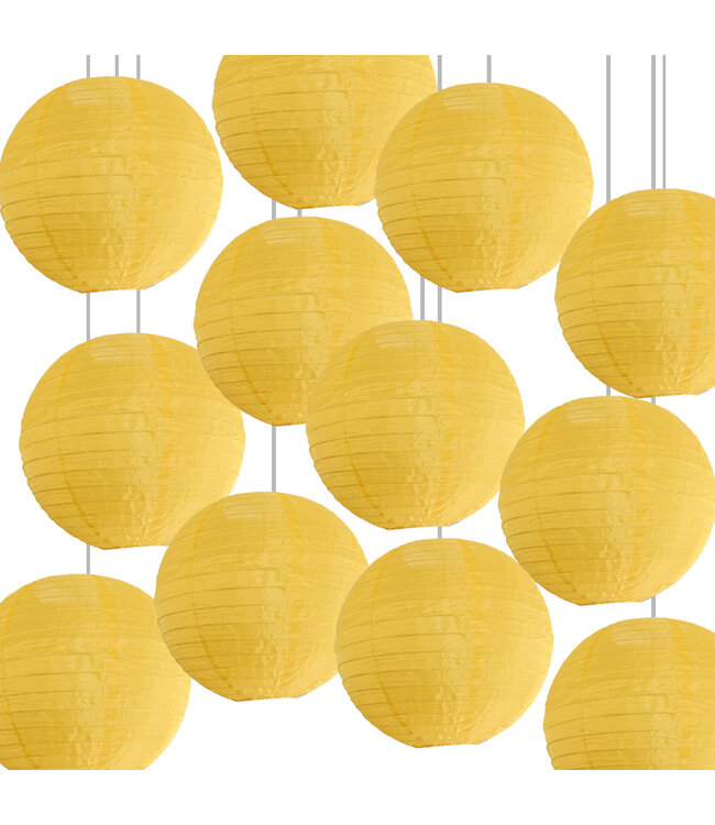 Bulk Pack Gele Nylon Lampionnen 35cm (12 Stuks)