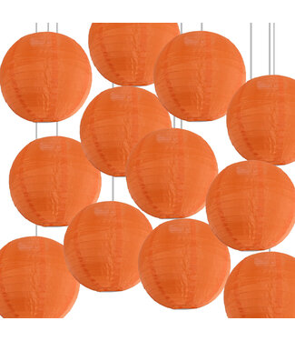 Lampionbox® Bulk Pack Oranje Nylon Lampionnen 25cm (12 Stuks)