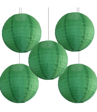 Lampionbox® Bulk Pack Donker Groene Nylon Lampionnen 35cm (5 Stuks)