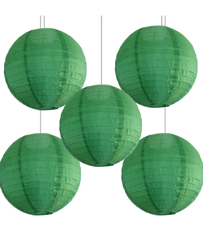Bulk Pack Donker Groene Nylon Lampionnen 30cm (5 Stuks)