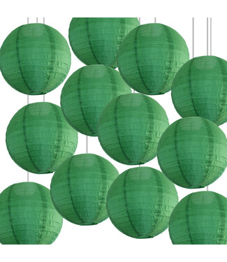 Lampionbox® Bulk Pack Donker Groene Nylon Lampionnen 25cm (12 Stuks)