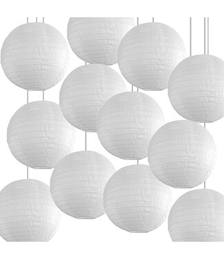 Lampionbox® Bulk Pack Witte Nylon Lampionnen 25cm (12 Stuks)