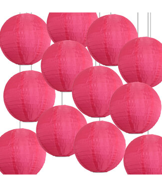 Lampionbox® Bulk Pack Hot Pink Nylon Lampionnen 25cm (12 Stuks)