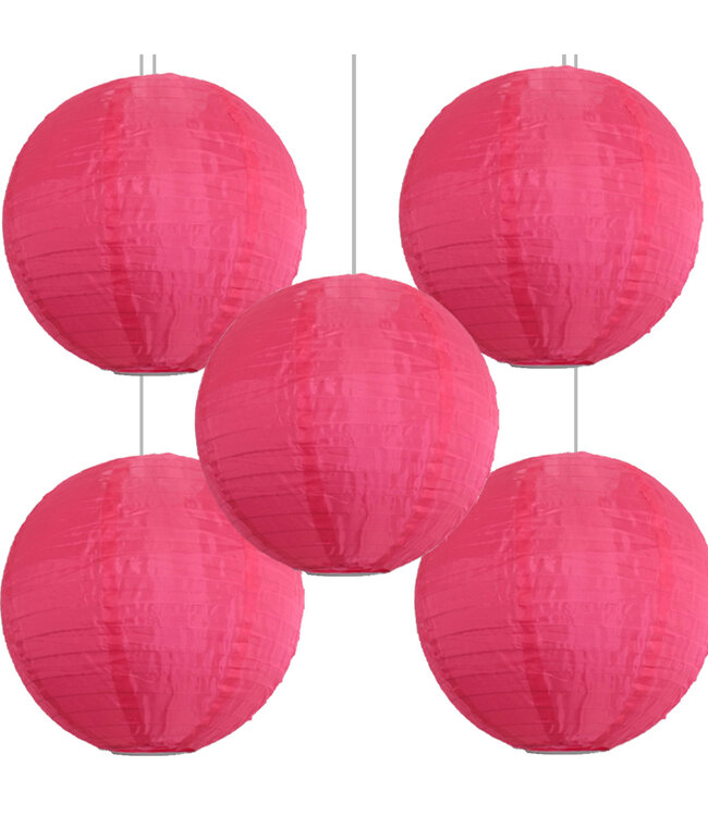 Bulk Pack Hot Pink Nylon Lampionnen 25cm (5 Stuks)