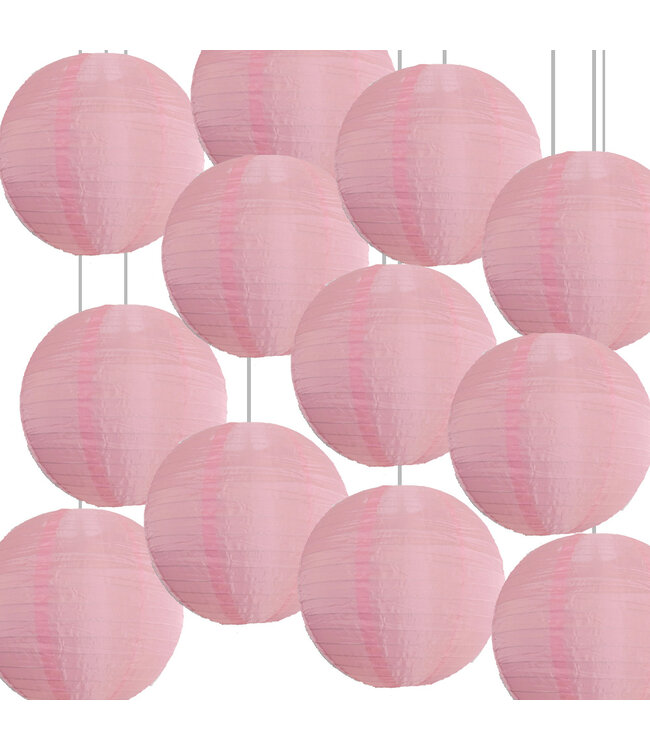 Bulk Pack Lichtroze Nylon Lampionnen 25cm (12 Stuks)