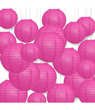 Lampionbox® Papieren Lampionnen Set Hot Pink 20 Stuks (15cm t/m 35cm)