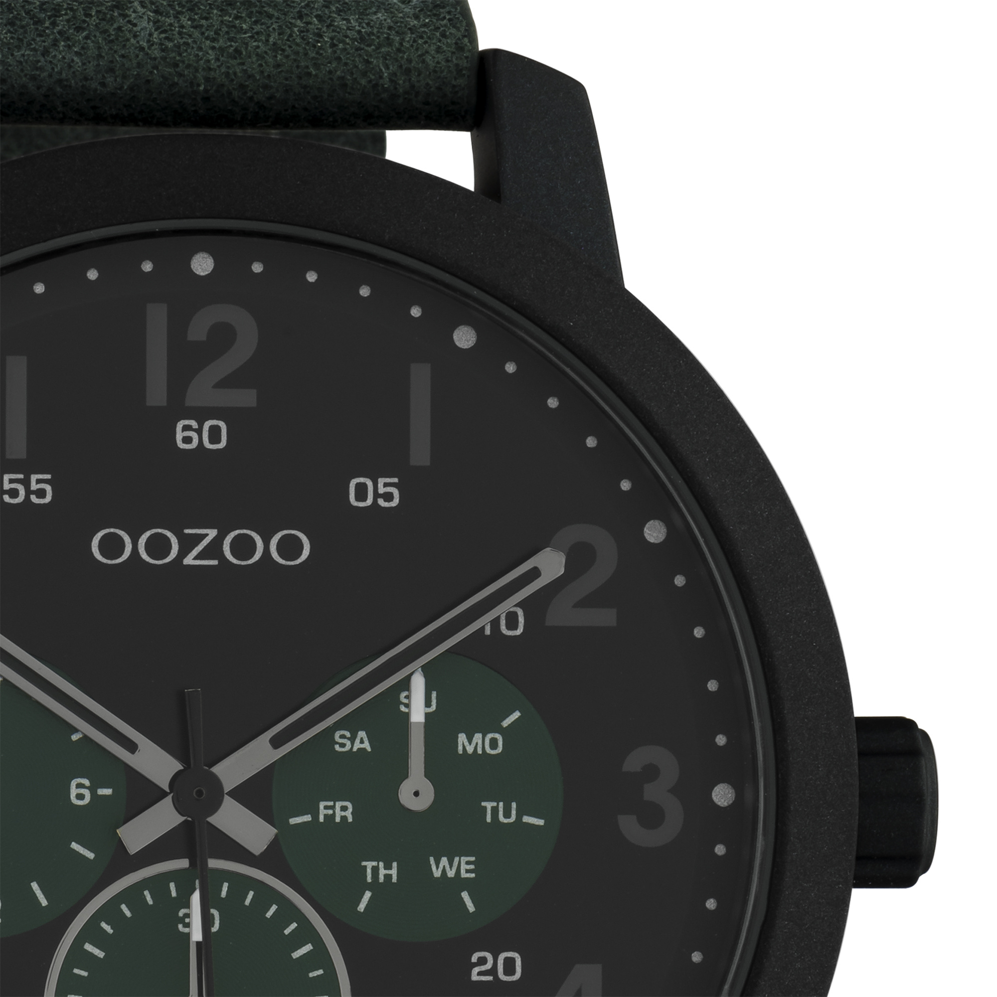 verkoper Reserveren Geometrie OOZOO Timepieces-leren band groen zwart - OOZOO Timepieces