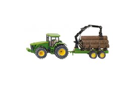 Siku Traktor John Deere mit Forstanhänger 1:50