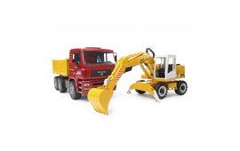 Bruder MAN TGA Kipplastwagen + Liebherr Schaufelbagger 1:16