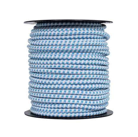 50 m/7,8 mm Pulsara Elastisches Seil/Cord (Bungee) weiß/blau