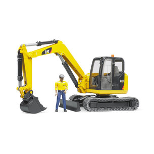 Bruder CAT Minibagger mit Bauarbeiter 1:16