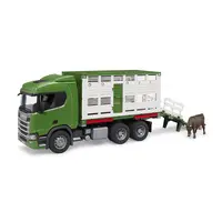 Bruder Scania Super 560R Tiertransport-LKW mit Rind 1:16