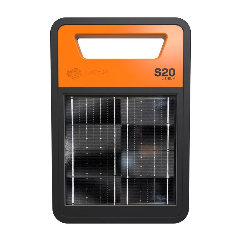 Produktbild von Gallagher Solar-Weidezaungerät S20Li – Lithium-Akku, Für Zäune Bis 6 Km, Geeignet Für Pferde, Rinder, Schafe & Hunde