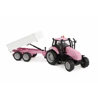 Kids Globe Die Cast Traktor mit Anhänger in rosa