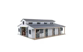 Kids Globe Pferdestall mit 7 Boxen und Weide 1:24