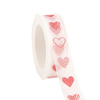 Organza Lint Lovely Hearts Wit