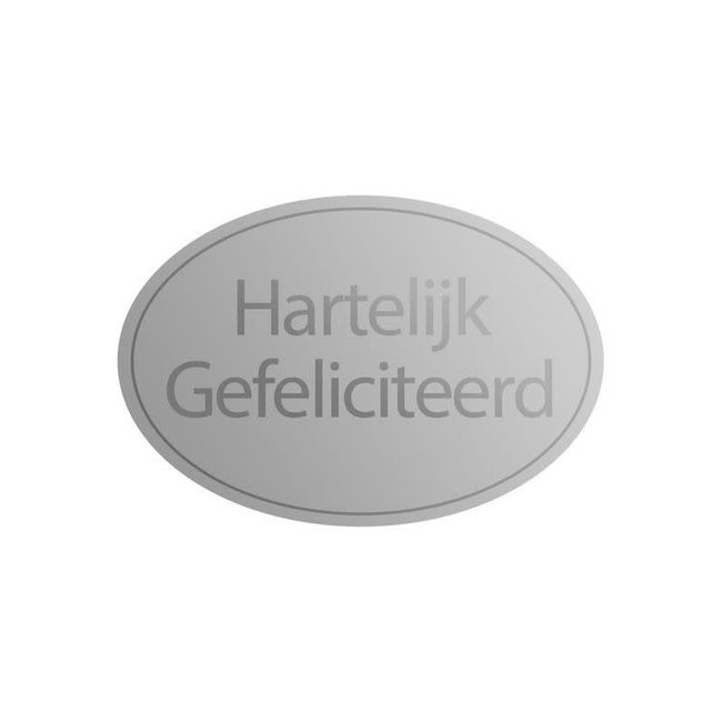 Cadeaustickers Gefeliciteerd Ovaal Zilver