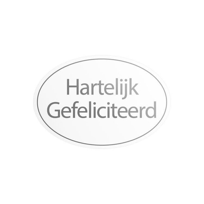Cadeaustickers Gefeliciteerd Ovaal Wit