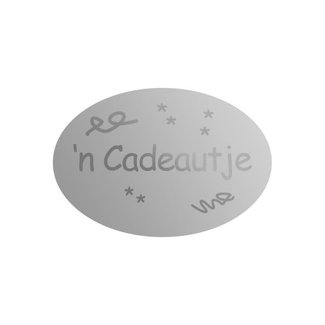 Cadeaustickers Cadeautje Ovaal Zilver Cadeaustickers Cadeautje Ovaal Zilver