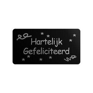 Cadeaustickers Gefeliciteerd Rechthoek Zwart Cadeaustickers Gefeliciteerd Rechthoek Zwart