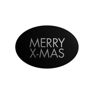 Cadeaustickers Merry X-mas Ovaal Zwart