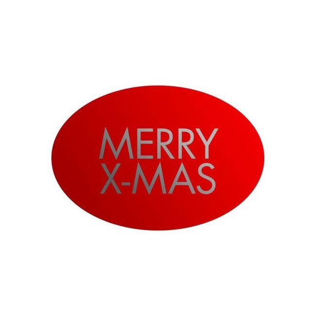 Cadeaustickers Merry X-mas Ovaal Rood