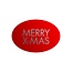 Cadeaustickers Merry X-mas Ovaal Rood