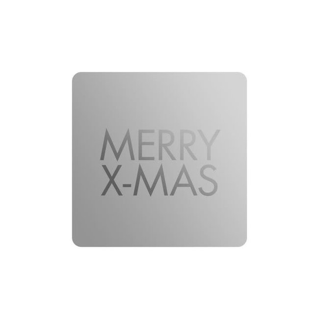 Cadeaustickers Merry Xmas Vierkant Zilver