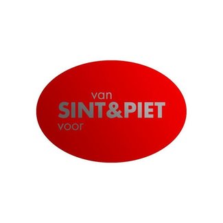 Cadeaustickers Sint & Piet Ovaal Rood