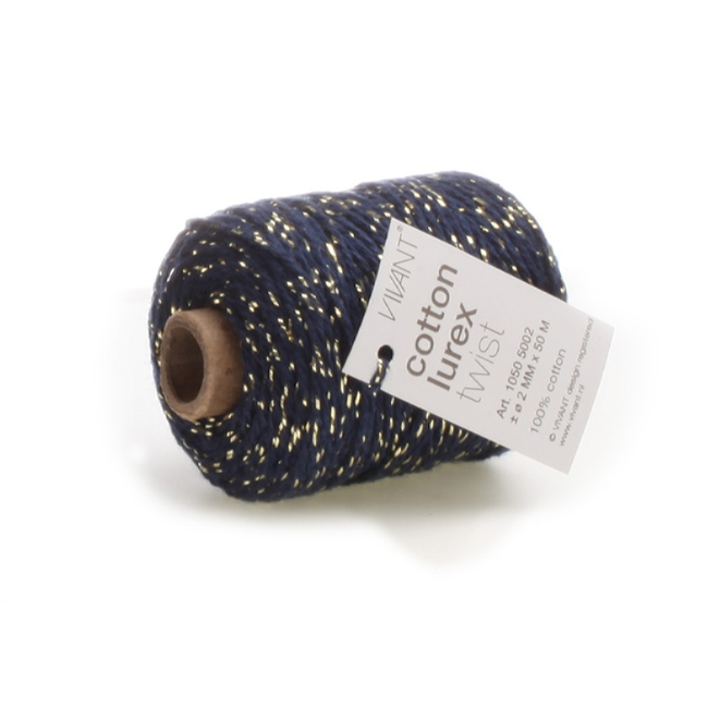 Koord Katoen Lurex Twist Donkerblauw