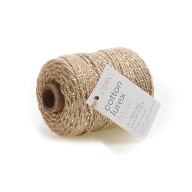 Koord Katoen Lurex Twist Beige