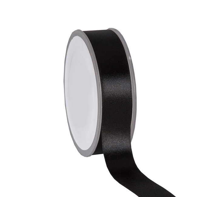 Satijnlint Double Face Zwart