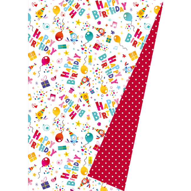 Cadeaupapier Happy Birthday Birds Red