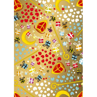 Cadeaupapier All About Sint Goud Cadeaupapier All About Sint Goud
